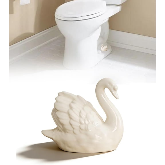 Ceramic Swan Toilet Bolt Covers – Decorative Toilet Bolt Caps for Standard Toilets, Easy No-Tool Installation (White,1Pcs, B)