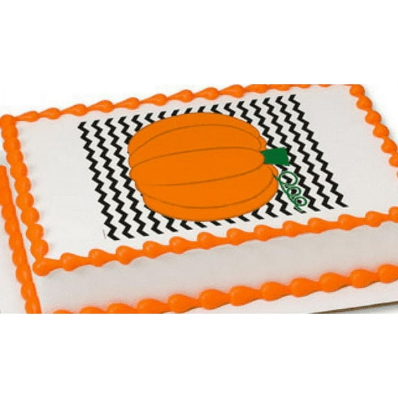 Chevron Pumpkin Edible Extra Large 8 x 10 Cake Decoration Topper Image