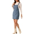thumbnail image 4 of INSPIRE CHIC Women's Overall Dress Adjustable Strap A-Line Invisible Side Zipper Casual Suspender Dress XL Grey Blue, 4 of 6