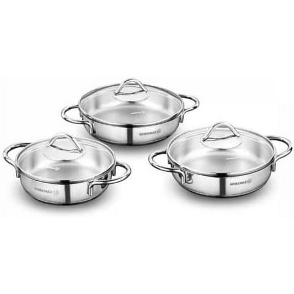 Korkmaz A1805 Tombik Series Stainless Steel 6 Piece Omelette Set 3xLow Casserole