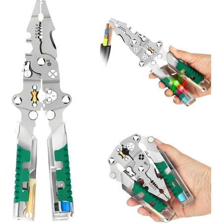 Folding Stylus Screwdriver Wire Stripper One Piece Has 17 Functions Compact Multi-tool Electrician Pliers Insulated-Grip Handles for Electricians DIY Repairs