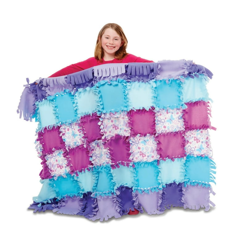 Melissa Doug Created by Me Butterfly Fleece Quilt No Sew Craft Kit 48 squares 4 feet x 5 feet Walmart