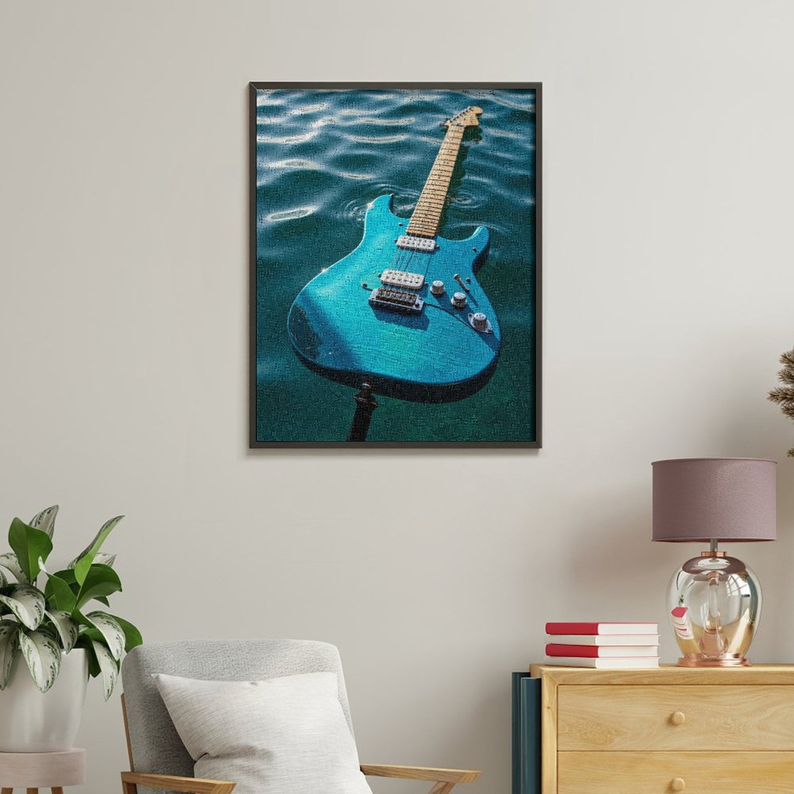 Paint by Numbers Kit for Adults, Guitar Floating Water Paint by Numbers, Easy Paint by Numbers Kit for Adults Beginner, DIY Adult Paint by Number Kits on Canvas, 12x16in Home Decor