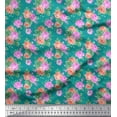 thumbnail image 1 of Soimoi Satin Silk Fabric Dot,Leaves & Rose Floral Print Fabric by Yard 42 Inch Wide, 1 of 3