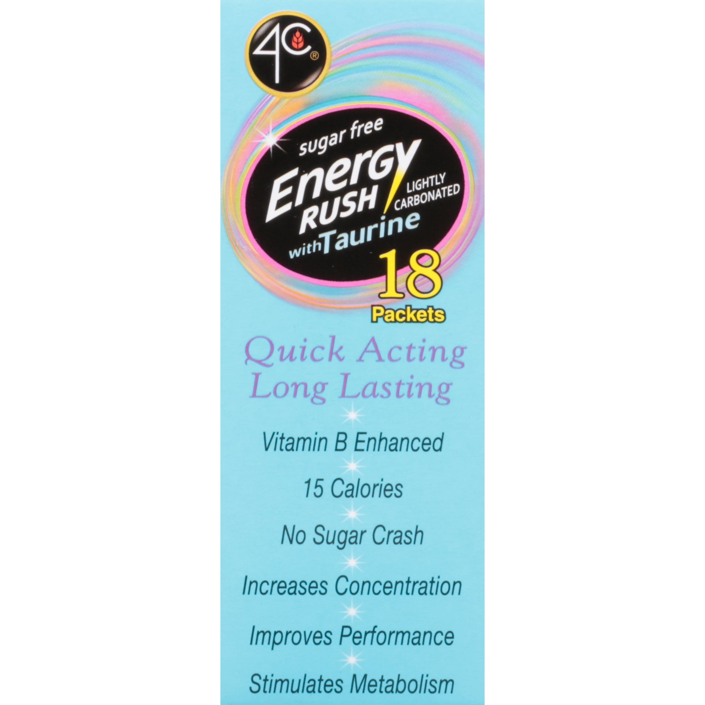 (2 pack) 4C Totally Light 2 go Energy Rush Berry Drink Mix, 14 ct