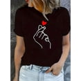 thumbnail image 1 of Heart Print Crew Neck T-Shirt Casual Short Sleeve T-Shirt For Spring & Summer Women'S Clothing Tee Top, 1 of 6
