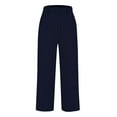 thumbnail image 4 of BODOAO Cropped Pants for Women Loose Pocket Cotton and Linen Casual Pants Navy Xl, 4 of 5