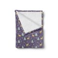thumbnail image 2 of Christmas Soft Flannel Fleece Blanket, Christmas Themed Winter Snow Feather Deer and Pine Tree Composition, Cozy Plush for Indoor and Outdoor Use, 50" x 70", Mustard and Purple Grey, by Ambesonne, 2 of 5