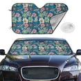 thumbnail image 3 of Lsque Colorful Flowers Car Windshield Sun Shade | Accordion Folding Style Auto Shade for Car Truck SUV Van | Blocks UV Rays Sun Visor Protector | Small, 3 of 7