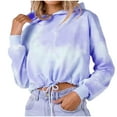 thumbnail image 2 of Tie Dye Hoodies Cute Crop Sweatshirts for Women Teen Girls Drawstring-Bottom Long Sleeve Casual Pullover Tops (Small, Light Blue), 2 of 3