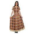 thumbnail image 2 of Moomaya Printed Ethnic Wear Long Skirt And Cold Shoulder Crop Top Set For Girls, 2 of 6