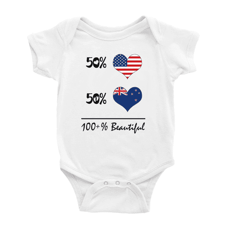 

50% New Zealander + 50% American = 100+% Beautiful Funny Baby Bodysuit