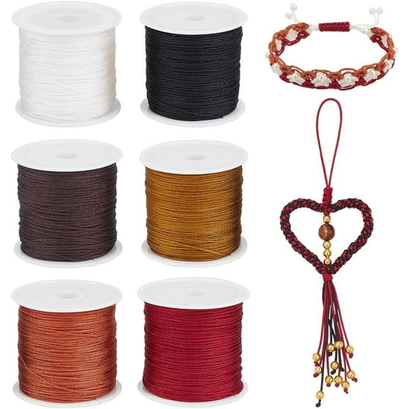 300 Yards Nylon String Cord 6 Colors 0.8mm Beading Thread Chinese Knotting Nylon Cords Lift Shade Cord for Kumihimo Bracelets Dream Catcher Necklaces Macrame Craft