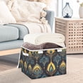 thumbnail image 3 of Yayeee Collapsible Cube Storage Bin with Lid Fabric Closet Decorative Basket with Handles, Navy Blue Art Pattern, 3 of 7