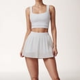 thumbnail image 2 of Women's High Waist Pleated Skirt with Built-In Shorts and Stretch Waistband - X Large, White, 2 of 6
