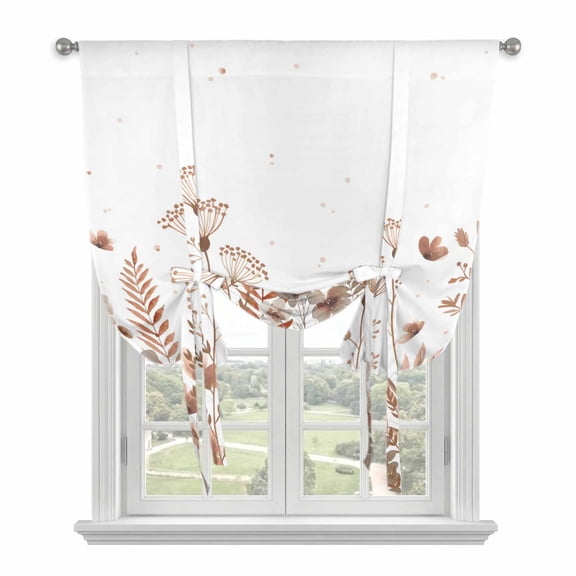 Spring Floral Balloon Curtains for Bedroom/Front Door/Bathroom, Watercolor Elegant Pastoral Flowers Tie Up Curtains 63 Inch Length Light Filtering Kitchen Curtains Shades for Windows 46"x63"