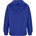 thumbnail image 5 of WTOBBY Women's Solid Color Cable Knit Hoodie, Drawstring Casual Pullover, Soft Fleece Lined Sweatshirt with Front Pocket for Hands Warming Comfort,Blue M, 5 of 6