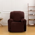 thumbnail image 4 of Lapalife Recliner Couch Covers Velvet Plush 4-Pieces Recliner Chair Slipcovers with Elastic Bottom, Brown, 4 of 8