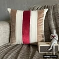 thumbnail image 2 of The HomeCentric Decorative Red Pack of 2, 26x26 inch (65x65 cm) Euro Size Shams, Velvet & Linen Patchwork Euro Shams For Sofa, Striped Pattern Modern Style Easter - Velvet Band Red, 2 of 10