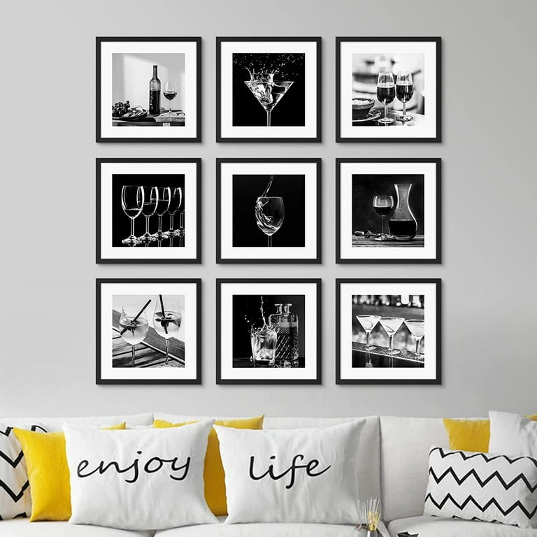 PixonSign 9 Piece 8 x 8 Gallery Wall Art Prints Picture Frame Set for  Home Decor