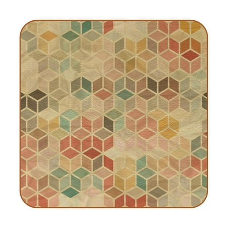 

OWNTA Beautiful Rhombus Hexagon Pattern Premium 6-Piece Square Coaster Set in Microfiber Leather - Non-Slip & Absorbent Cup Mats
