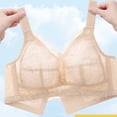 thumbnail image 4 of Jinhomg Women's Everyday Bras, Plus Size Wireless Sheer Lace Full-Coverage Bra for daily and T-shirt wear, Back Closure, Lace No Print, Soft Support Beige 36, 4 of 5