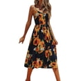 thumbnail image 1 of Gibobby Vestidos para Mujer Vestido veraniego bohemio para mujer, vestido informal de verano, cuello redondo, sin mangas, vestido sin mangas, v(Naranja,M), 1 of 5