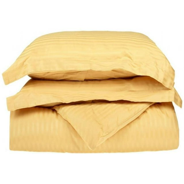 Ensemble Housse de Couette en Coton Égyptien Pleine/Grand à 400 Fils Rayé Or
