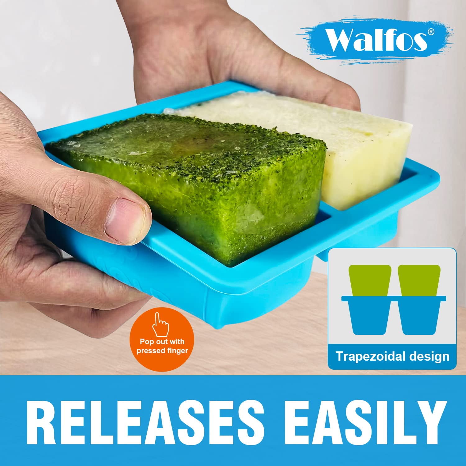 Walfos 1-Cup Silicone Freezer Molds with Lid, 4 Packs Soup Freezer Ice Cube Tray For Food, Silicone Food Freezing Container For Storing and Freezing Soup, Broth, Sauce and Ice