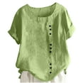 thumbnail image 2 of MIUOWANP Oversized Women's Short Sleeve Tops Casual Stylish Solid Color Loose Breathable Fake Button Blouse Size XXL(12)Green, 2 of 5