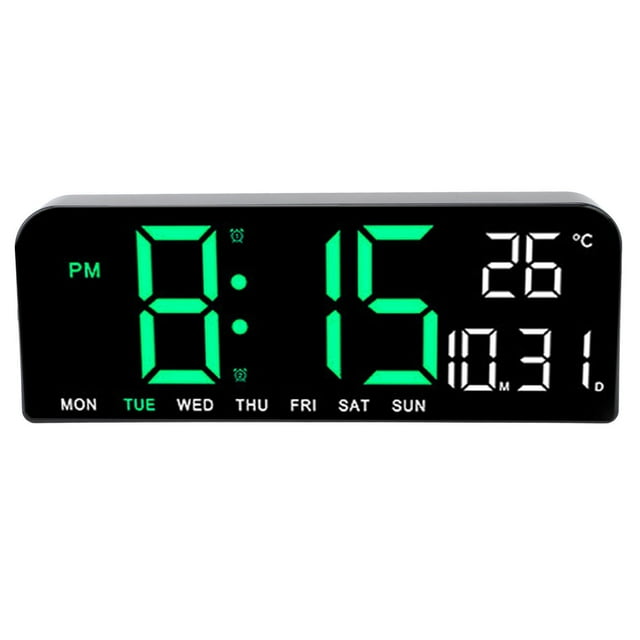 Reloj Despertador Digital Pantalla LED Grande Temperatura De La Pared Del Escritorio