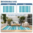 thumbnail image 2 of Garvee 9x12ft Waterproof Outdoor Rugs Modern Striped Outdoor Camping Rugs for Patio, Reversible UV-Resistant Plastic Straw Rugs Carpet for Porch, Deck, Backyard, Balcony, Light Blue, 2 of 9