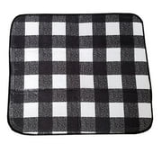 Buffalo Plaid  Dish Drying Mat, Black White Checked 16 x 18 Inches,  Highly Absorbent Microfiber, Reversible
