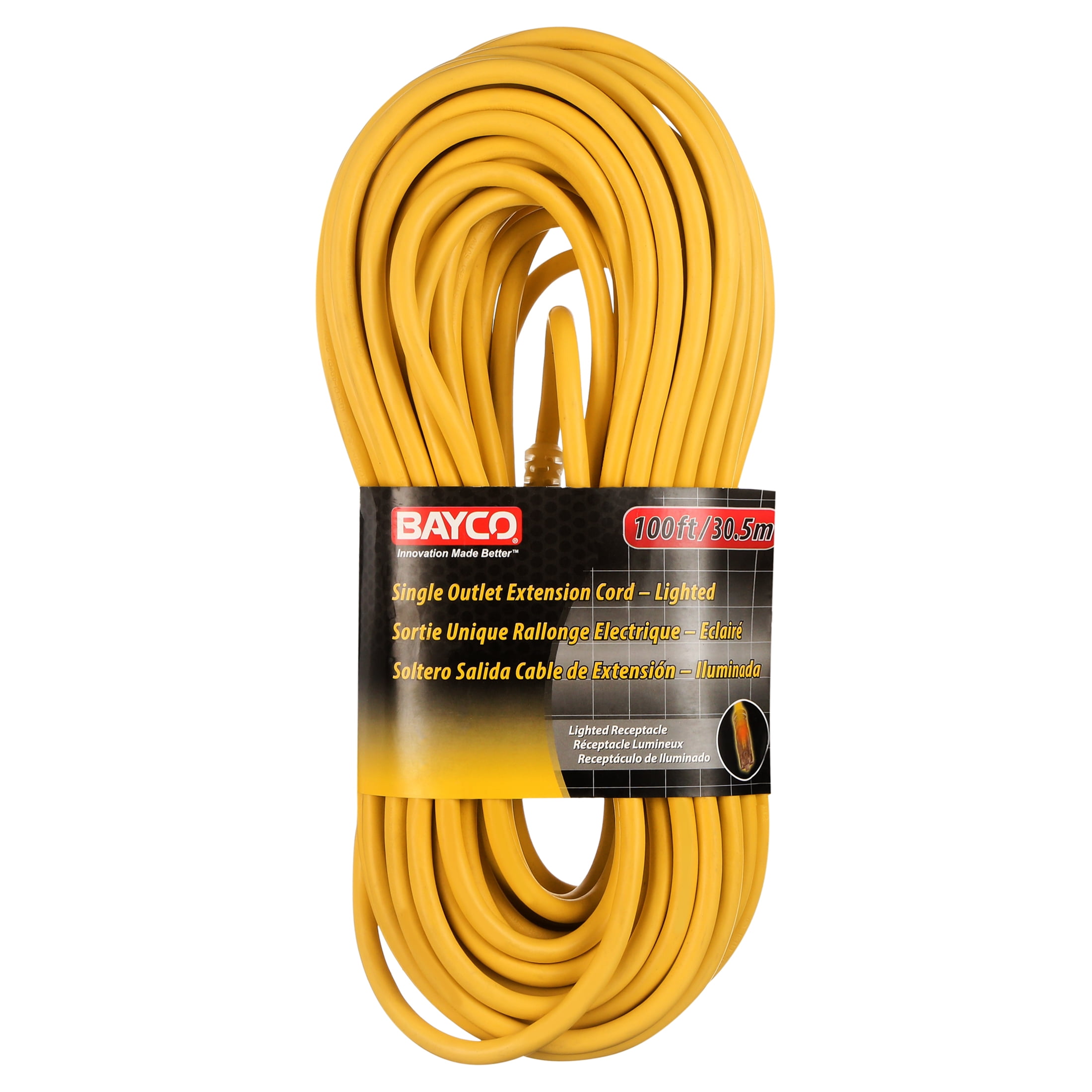 Bayco Sl759l 100 Single Tap 12 3 Extension Cord With Lighted End Walmart Com