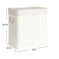 thumbnail image 2 of Household Essentials Bamboo Double Laundry Hamper with Rope Handles, Lid and Removable Machine Washable Laundry Bag, 39-Gallons, White, 2 of 12