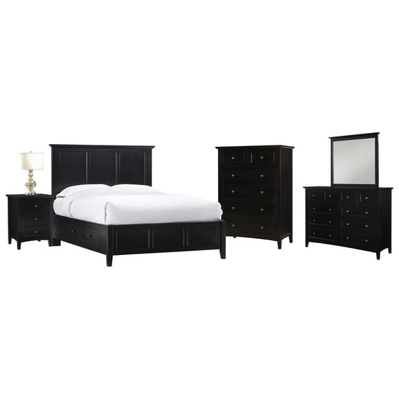 Modus Paragon 5PC E King Storage Bedroom Set w Nightstand in Black