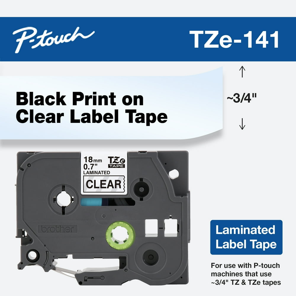 Brother PTouch TZe141 Standard Laminated Labeling Tape, 3/4"w, Black