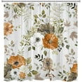 thumbnail image 4 of Watercolor Wildflower Shower Curtain for Bathroom,Orange Floral and Sage Green Leaf on Vintage Grey Wood Fabric Shower Curtain with Hooks,Fall Farmhouse Bathroom Curtain Shower Set, 72x72 inches, 4 of 6