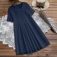 thumbnail image 6 of UPPADA Women's Summer Button Down Shirt Dress Casual Ruffle Sleeve Shift Mini Dresses with Pockets Drop Waist Tunic Shirt Dress Dark Blue,L, 6 of 7