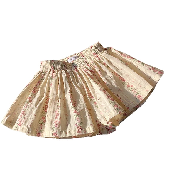 oqasdz Girls Skirts Stylish Floral Print Ruffle Elastic Waist Skorts Breathable Fashion Toddler and Kids Cute Attire Party Birthday