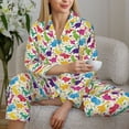 thumbnail image 6 of Uemuo Colorful Dinosaurs Pattern Womens Pajama Sets,PJ Set for Women,Pajamas for Women Logo,Long Sleeve Pajama Set for Women,Soft Long Sleeve Top With Pants-Large, 6 of 9