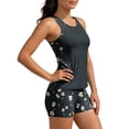 thumbnail image 5 of Lopeceal Two Piece Modest Tankini for Women Floral Print Round Neck Vest Top Swimsuits With Mid Waist Shorts Elegant Casual, 5 of 8