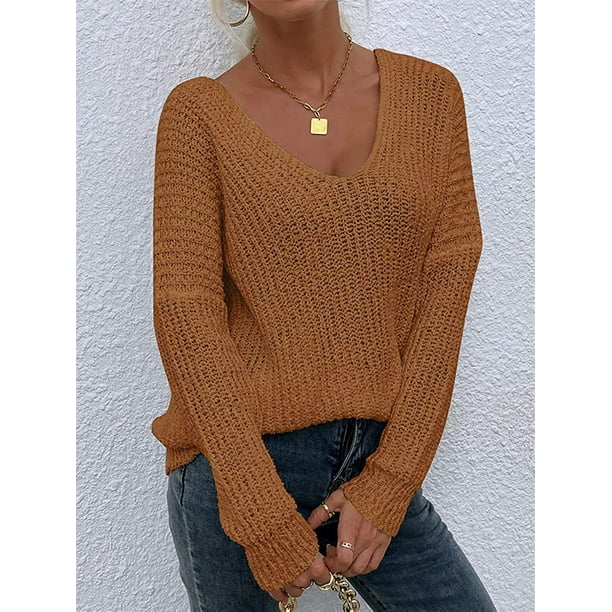 Pull manches longues camel femme