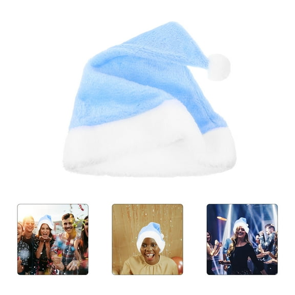 IBASETOY Christmas Winter Hat 1Pack Santa Claus Hat Blue Cloth for Costume Parties
