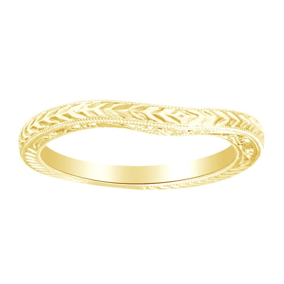 AFFY Round Cut White Natural Diamond Accent Wheat Pattern Ring In 14K Solid Yellow Gold (0.03 Ct) By