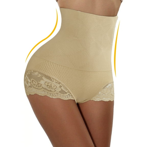 AILIVIN Women High Waist Body Shaper Butt LifterShapewear Lace Shaping Tummy Control Shapewear Panties Slimming Comfortable Shaper Panties,Beige,S/M