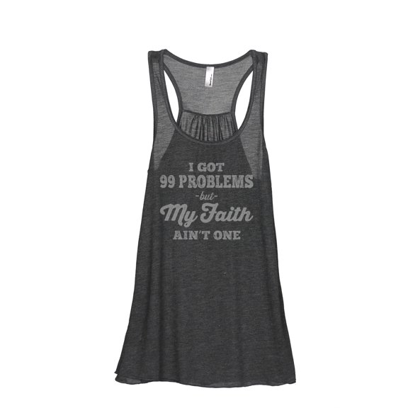 Thread Tank My Faith Women's Sleeveless Flowy Racerback Tank Top Charcoal Small
