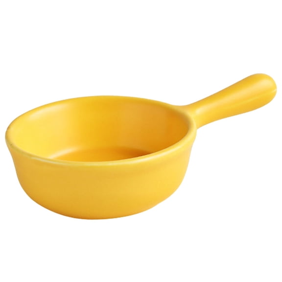 Sauce Dish with Handle Grip, Porcelain Stackable Ramekin, Reusable Small Condiment Serving Bowl for Soy Sauce, Ketchup, BBQ and Sushi, Table Accessory for Parties and Gatherings,Yellow