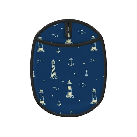 

Pofeuu Lighthouses and Anchors Print Silicone Pot Mat Mitten With Hanging Loop Heat Resistant Oven Mitts Non-Slip Bbq Baking Smoking Potholders