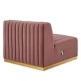 thumbnail image 3 of Modway Conjure Channel Tufted Performance Velvet Armless Chair - Gold/Dusty Rose, 3 of 7